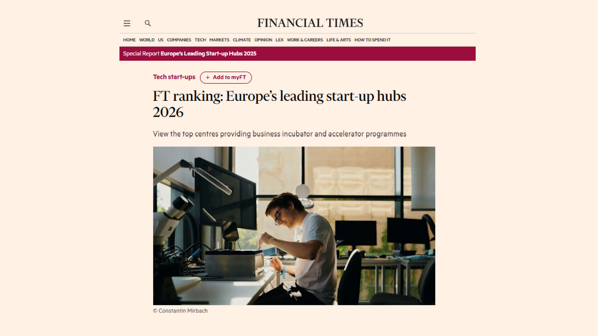 Bio4Dreams tra i migliori incubatori europei / Financial Times 2026
